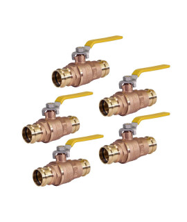 Midline Valve 532Vlv112 Double-O-Ring Press Ball Valve, With 1-12 In Connections, Full Port, Water Shutoff, Brass (Pack Of 5)
