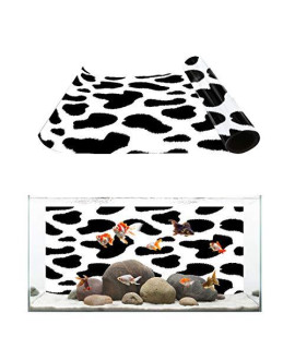 T&H Xhome Aquarium Dacor Backgrounds Black And White Dairy Cow Fur Decor Pattern Fish Tank Background Aquarium Sticker Wallpaper Decoration Picture Pvc Adhesive Poster 60.8 W X 24.4 H