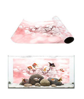 T&H Xhome Aquarium Dacor Backgrounds Pink Cherry Blossoms Flowers Pattern Pattern Fish Tank Background Aquarium Sticker Wallpaper Decoration Picture Pvc Adhesive Poster 36.4 W X 20.4 H