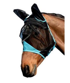 Weatherbeeta Comfitec Fine Mesh Mask With Ears Blackturquoise Pony