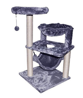 YUNWEI Latest Cat Tree with Big Hammock and Hanging Bed?Grey