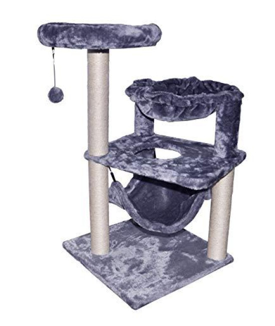 YUNWEI Latest Cat Tree with Big Hammock and Hanging Bed?Grey