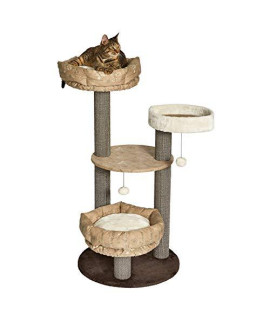 Midwest Homes for Pets 47.7-Inch Feline Nuvo "Summit" Fashionable Cat Tree with Removable Lounging Cat Bed, Brown & Tan (139S-TN)