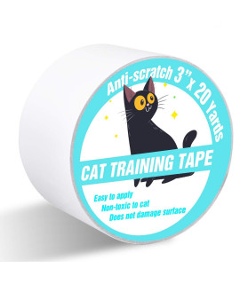 Polarduck Anti cat Scratch Tape, 3 inches x 20 Yards cat Training Tape, 100 Transparent clear Double Sided cat Scratch Deterrent Tape, Furniture Protector for couch, carpet, Doors, Pet Kid Safe