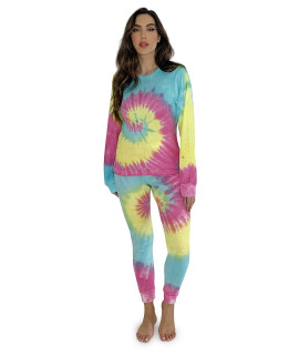 Just Love Womens Tie Dye Two Piece Thermal Pajama Set 6770-10478-L