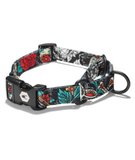 Wolfgang Man & Beast Premium Martingale Dog Collar for Small Medium Large Dogs, Made in USA, LosMuertos Print, XL (1 Inch x 22-29)