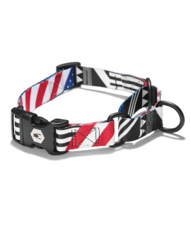Wolfgang Man & Beast Premium Martingale Dog Collar for Small Medium Large Dogs, Made in USA, PledgeAllegiance Print, XL (1 Inch x 22-29)