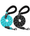 BARKBAY 2 Pack Dog leashes for Large Dogs Rope Leash Heavy Duty Dog Leash with comfortable Padded Handle and Highly Reflective Threads 5 FT for Small Medium Large Dogs(BlueBlack)