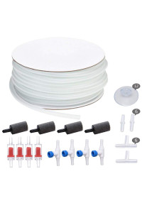 ALEgI 25 Feet 316 Inch Standard Airline Tubing with Air Stones, check Valves, control Valve and connectors Air Pump Accessories Kit (White)