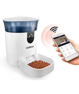 Balimo Automatic Pet Feeder for cats and Dogs Timed Pet Food Dispenser with 720p camera Wi-Fi App control Programmable Timed Feeding 2 Way Audio Up to 4 Meals Per Day