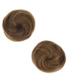 Reecho 2 Pcs Mini Claw Clip In Messy Cat Ears Hair Bun Extensions Wig Accessory Updo Hairpieces For Women Girls (Pack Of 2-3 Straight, Light Chocolate Brown)