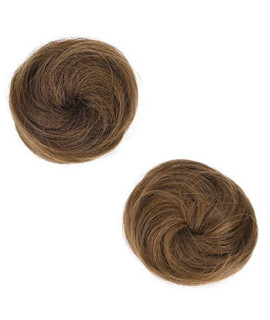 Reecho 2 Pcs Mini Claw Clip In Messy Cat Ears Hair Bun Extensions Wig Accessory Updo Hairpieces For Women Girls (Pack Of 2-3 Straight, Light Chocolate Brown)