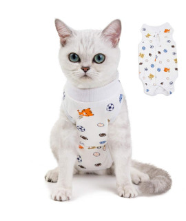 Kitipcoo Professional Surgery Recovery Suit for Cats Paste Cotton Breathable Surgery Suits for Abdominal Wounds and Skin Diseases for Cats Dogs, After Surgery Wear Suit (L (8.5-11 lbs), Ball)