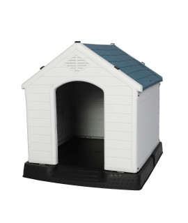 Vilobos Outdoor Dog House Plastic Waterproof Weather Resistant Pet Kennel with Elevated Floor Air Vents for Small Medium Large Dogs (L)