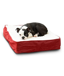 South Pine Porch Ollie Rectangle Orthopedic Foam Dog Bed, Crimson, Extra Small (18" x 24")