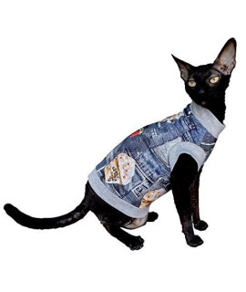 Kotomoda Hairless Cat's Cotton Stretch T-Shirt Icecream for Sphynx Cats (XS)