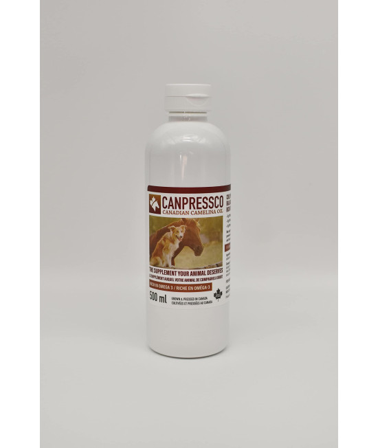 Canpressco Camelina Oil 500 ml Bottle | Omega 3 Oil Supplement for Equine, Canine and Feline Joint, Coat and Skin Health