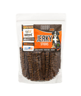 hank harley Jerky Sticks Beef Lung 1 lb - USA Lean Protein Soft Dog Treats with Pumpkin 100 Natural, NO Added Sugar, Flour or fillers Ideal for finicky Pets