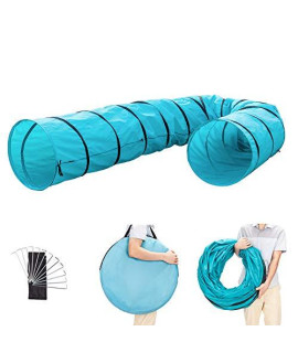 Weesler 18 Ft Dog Agility Equipment Training Tunnel Pet Dog Play Outdoor Obedience Exercise Equipment Blue