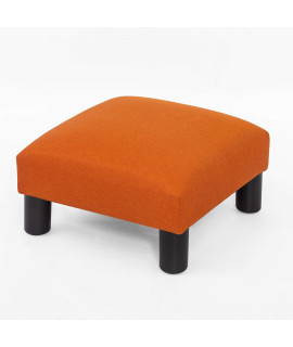 Joveco Ottoman Footrest Stool Small Fabric Square Footstool (Y-Dark Orange)