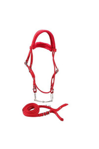 Red Horse Bridle, Adjustable Horse Bridle Rein Harness Headstalls Durable Wearresisting With Soft Cushion Double Check Design