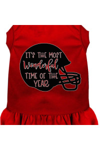 Mirage Pet Product Most Wonderful Time of The Year (Football) Screen Print Dog Dress Red Med