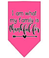 Mirage Pet Product I Am What My Family is Thankful for Screen Print Bandana Bright Pink Large