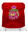 Mirage Pet Product Laissez Les Bons Temps Rouler Screen Print Mardi gras Dog Dress Red with White Med