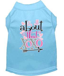 Mirage Pet Product All About That XOXO Screen Print Dog Shirt Baby Blue