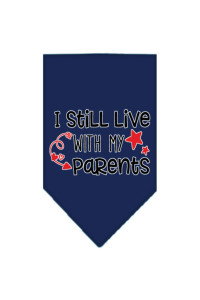 Still Live with My Parents Screen Print Pet Bandana Navy Blue Large