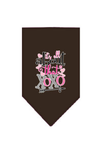 Mirage Pet Product All About That XOXO Screen Print Bandana cocoa Large