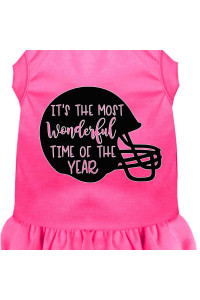 Mirage Pet Product Most Wonderful Time of The Year (Football) Screen Print Dog Dress Bright Pink