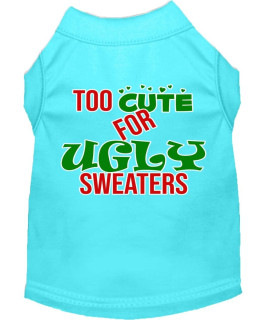 Mirage Pet Product Too cute for Ugly Sweaters Screen Print Dog Shirt Aqua XXXL