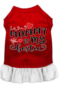 Mirage Pet Product Mommy is My Bestie Screen Print Dog Dress Red with White XS (8)