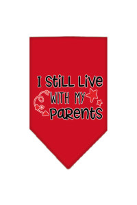 Still Live with My Parents Screen Print Pet Bandana Red Small