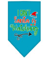 Mirage Pet Product I cant Santa is Watching Screen Print Bandana Turquoise Small