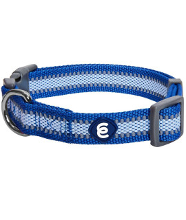 Blueberry Pet Essentials Reflective Back To Basics Adjustable Dog Collar, Navy Blue, Large, Neck 18-26
