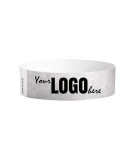 Wristco Silver custom Imprint Wristbands - 500 count Tyvek AA x 10A- Add Any Text Logo and Image Receive Printed Wrist Band Bracelets for Events concert Party Festival Security Admission VIP