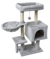 FISH&NAP US09H Cute Cat Tree Kitten Cat Tower for Indoor Cat Condo Sisal Scratching Posts with Jump Platform Cat Furniture Activity Center Play House Grey