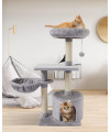 FISH&NAP US08H Cat Tree Cat Tower Cat Condo Sisal Scratching Posts with Jump Platform Cat Furniture Activity Center Play House Grey