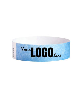 Wristco Sky Blue custom Imprint Wristbands - 500 count Tyvek AA x 10A- Add Any Text Logo and Image Receive Printed Wrist Band Bracelets for Events concert Party Festival Security Admission VIP