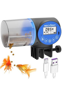Noodoky USB charging Automatic Fish Feeder, Auto Fish Food Feeder Timer Dispenser for Aquarium or Small Fish Turtle Tank, Auto Feeding on Vacation or Holidays