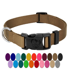 Country Brook Petz - 30+ Vibrant Colors - American Made Deluxe Nylon Dog Collar with Buckle (Micro, 3/8 Inch Wide, Coyote Tan)