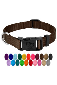 Country Brook Petz - 30+ Vibrant Colors - American Made Deluxe Nylon Dog Collar with Buckle (Mini, 3/8 Inch Wide, Brown)