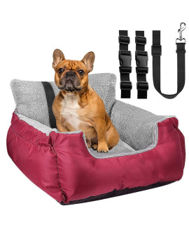 Utotol Dog Car Seats With Dog Seat Belt, Washable Dog Booster Pet Car Seat For Small Dogs, Anti-Slip Dog Travel Car Dog Bed For Car Front Or Back Seat, Adjustable Safety Buckle, Storage Pockets