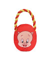 LOONEY TUNES for Pets Porky Pig Rope Head Stuffed Dog Toy for All Dogs | Red and Yellow Character Plush Fabric Toy for Dogs | Cute Rope Canvas Dog Toy