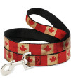 Buckle-Down Dog Leash Canada Flag Continuous Vintage 6 Feet Long 1.0 Inch Wide