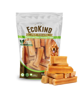 EcoKind Pet Treats gold Yak Dog chews Pack - Yak Dog Treats for Active chewers - 100 Natural Healthy chew Sticks for Small Large Dogs - Assorted Set of Big Small Yak (5 Large Sticks)