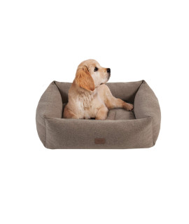 MARTHA STEWART Orthopedic Dog Lounge Sofa, Removable Cover All Around Protection Four Sided Bolster Comfie Pet Beds, Medium, Charlie Brown