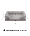MARTHA STEWART Bella Modern Orthopedic Memory Foam Dog Lounge Sofa, Soft Cushion, Machine Washable Removable Cover, Comfy Bolster Pet Beds, Plush Filling for Large Kitten, Puppy, Cat, Small Grey
